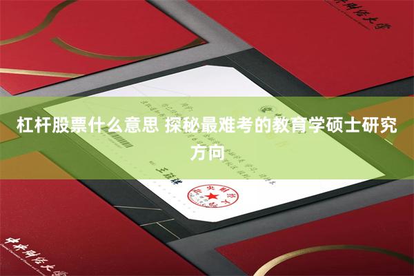 杠杆股票什么意思 探秘最难考的教育学硕士研究方向