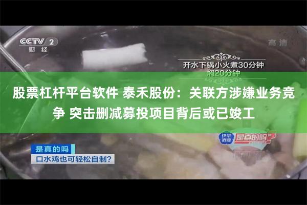 股票杠杆平台软件 泰禾股份：关联方涉嫌业务竞争 突击删减募投项目背后或已竣工